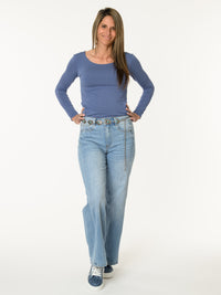 Chandail à manche longue bleu jean