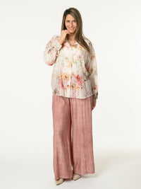 Chemise blanc crème avec imprimé floral