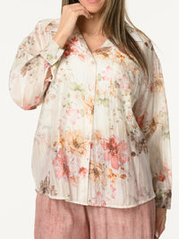 Chemise blanc crème avec imprimé floral