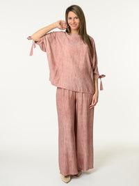 Chandail vieux rose avec lacets sur les côtés