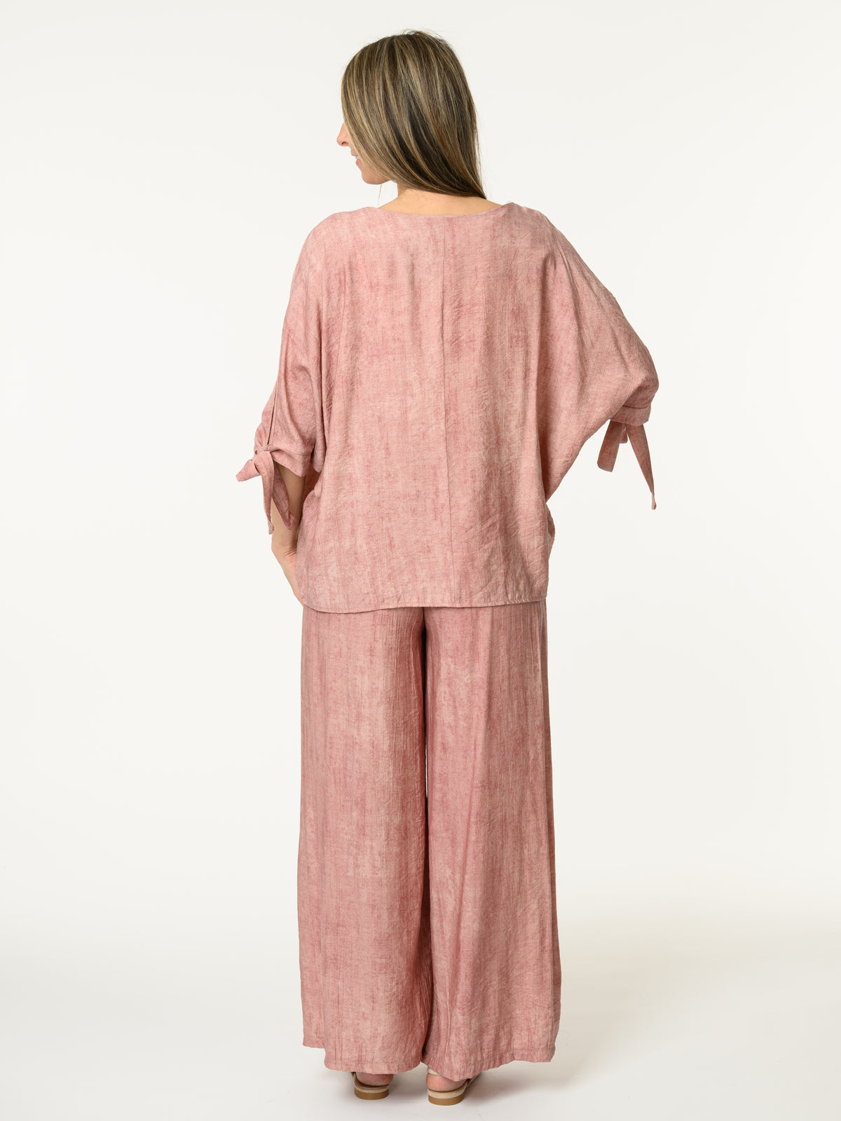 Chandail vieux rose avec lacets sur les côtés