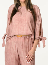 Chandail vieux rose avec lacets sur les côtés