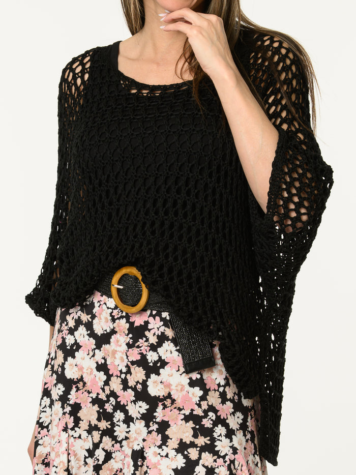 Chandail noir uni en crochet