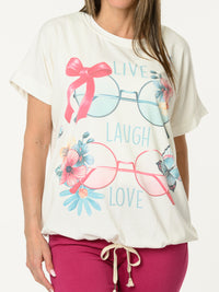 Chandail blanc crème ''Live, laugh, love''