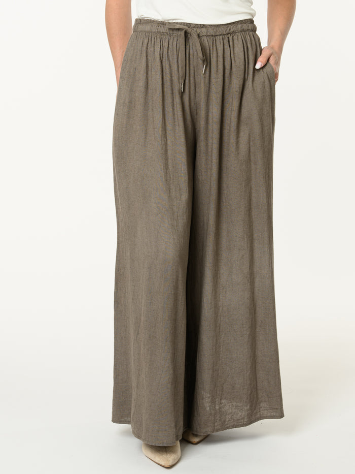 Pantalon brun à jambe large