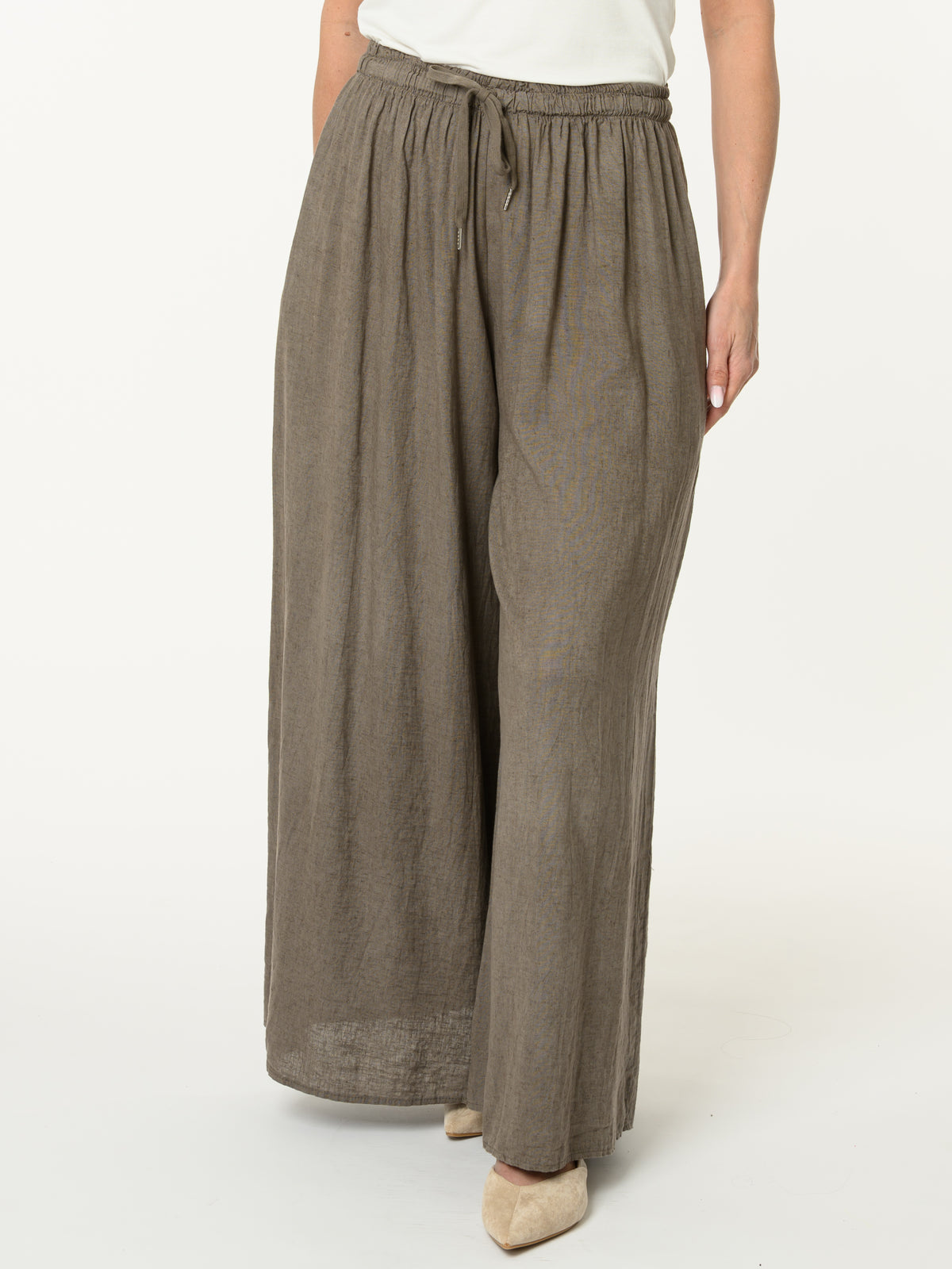 Pantalon brun à jambe large