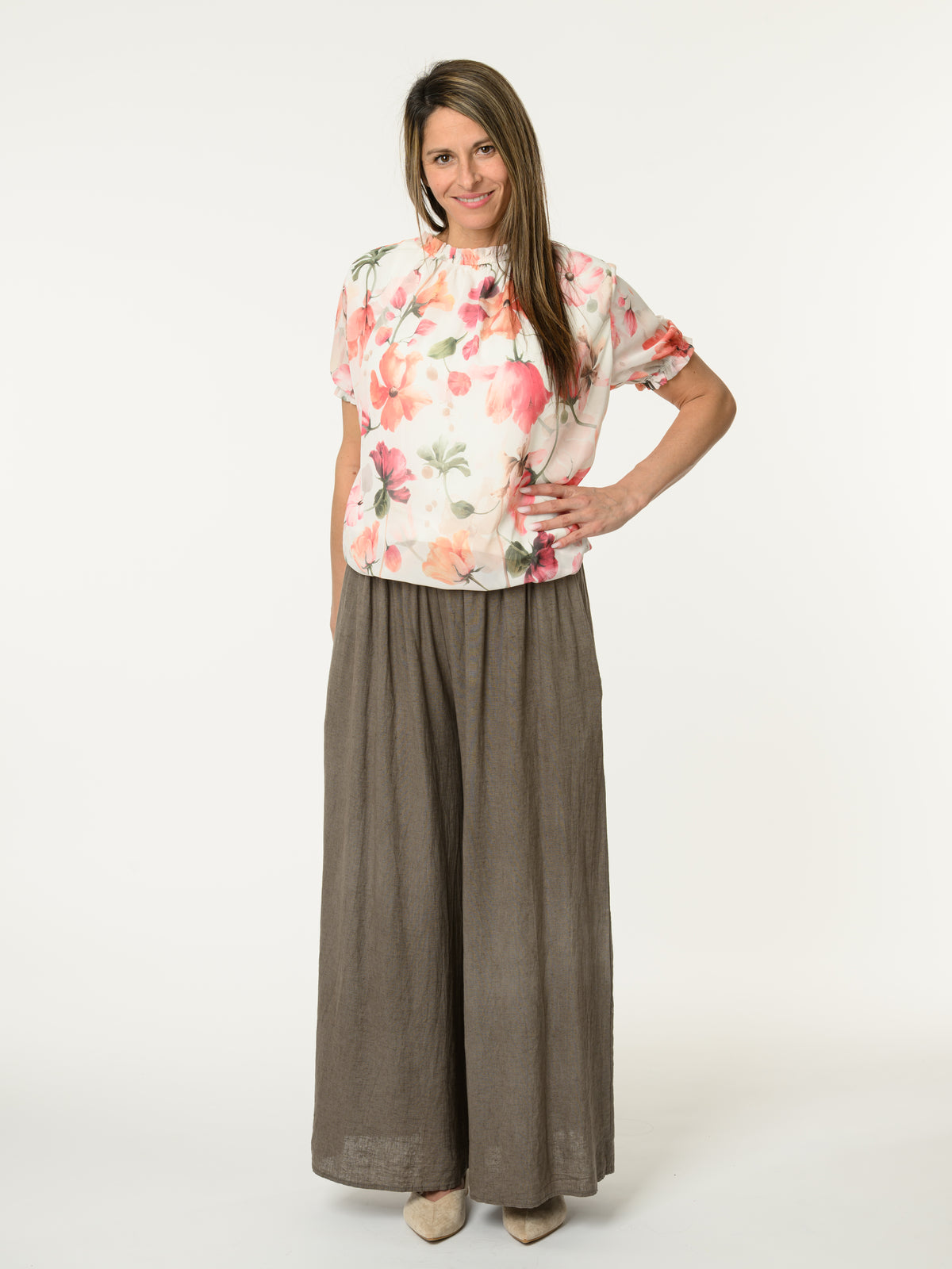 Blouse blanche en voile avec imprimé floral