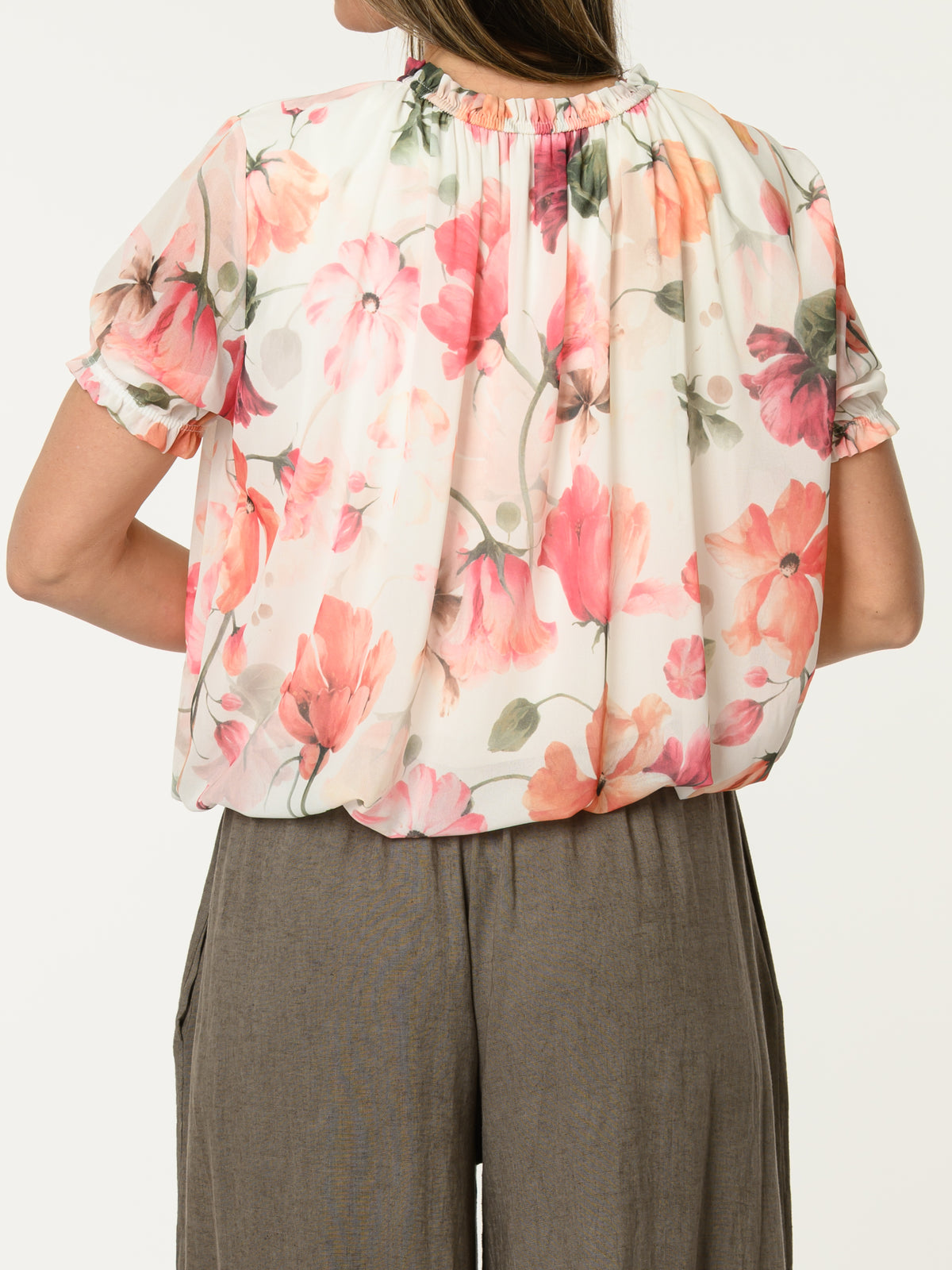 Blouse blanche en voile avec imprimé floral