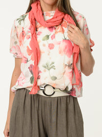 Blouse blanche en voile avec imprimé floral