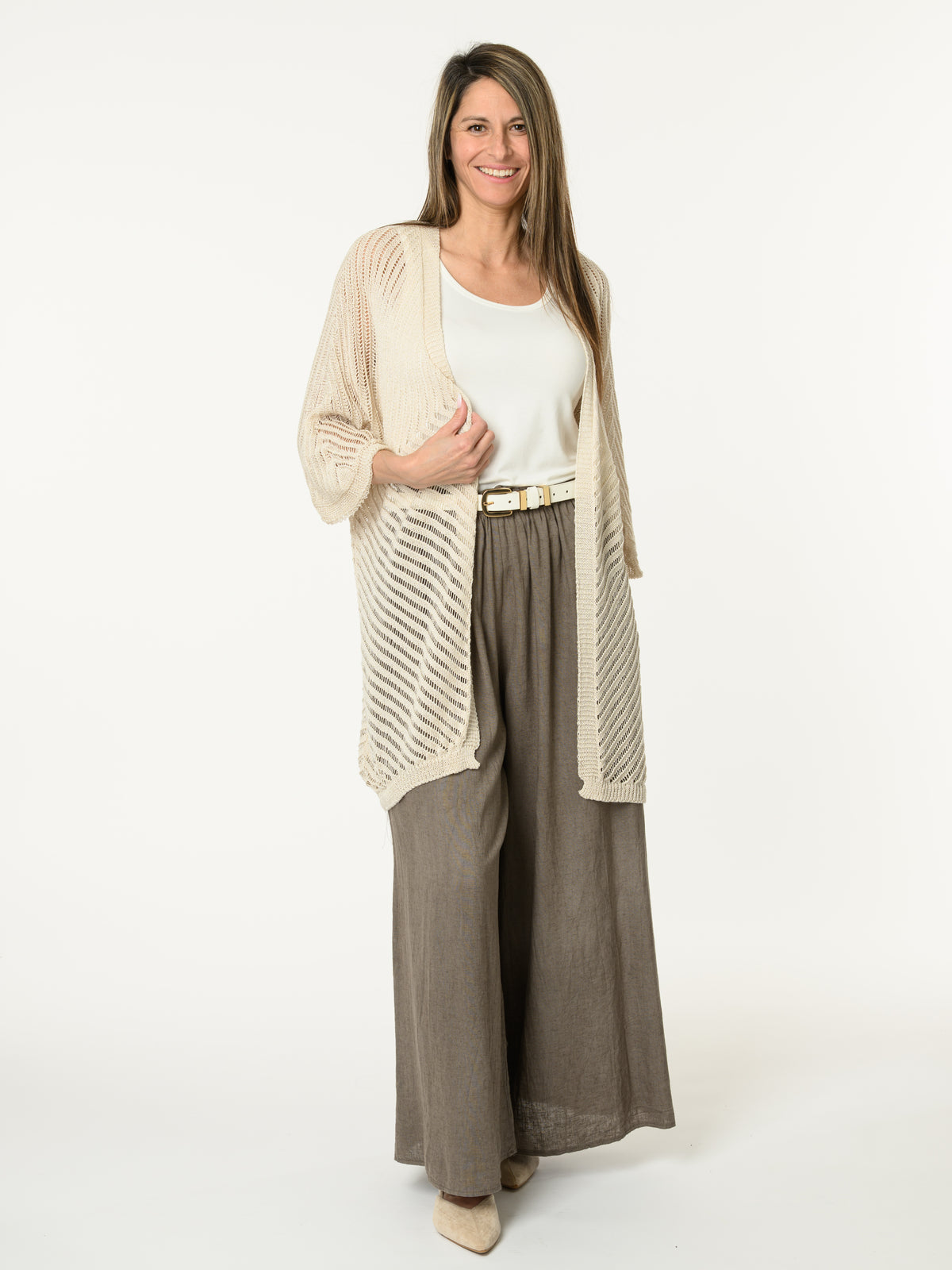 Veste beige en mailles