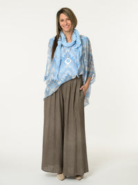 Blouse en voile avec imprimé abstrait bleu