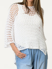 Chandail blanc uni en crochet