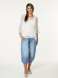 Chandail blanc uni en crochet