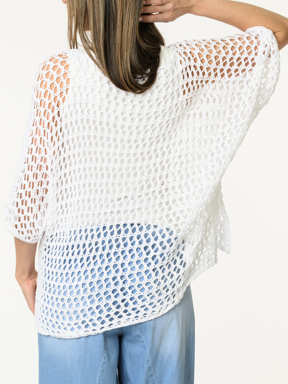 Chandail blanc uni en crochet