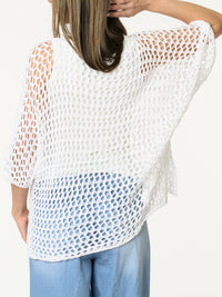 Chandail blanc uni en crochet