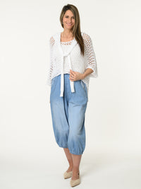 Chandail blanc uni en crochet