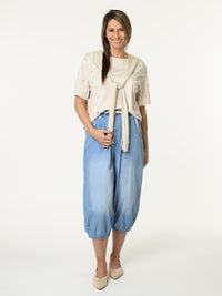 t-shirt beige avec perles