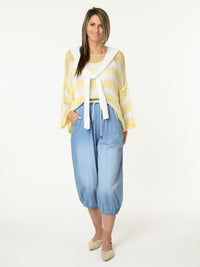 Chandail en mailles rayé jaune et blanc