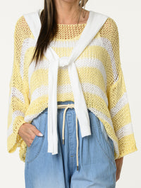 Chandail en mailles rayé jaune et blanc