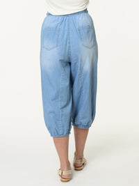 Pantalon bleu délavé à taille élastique