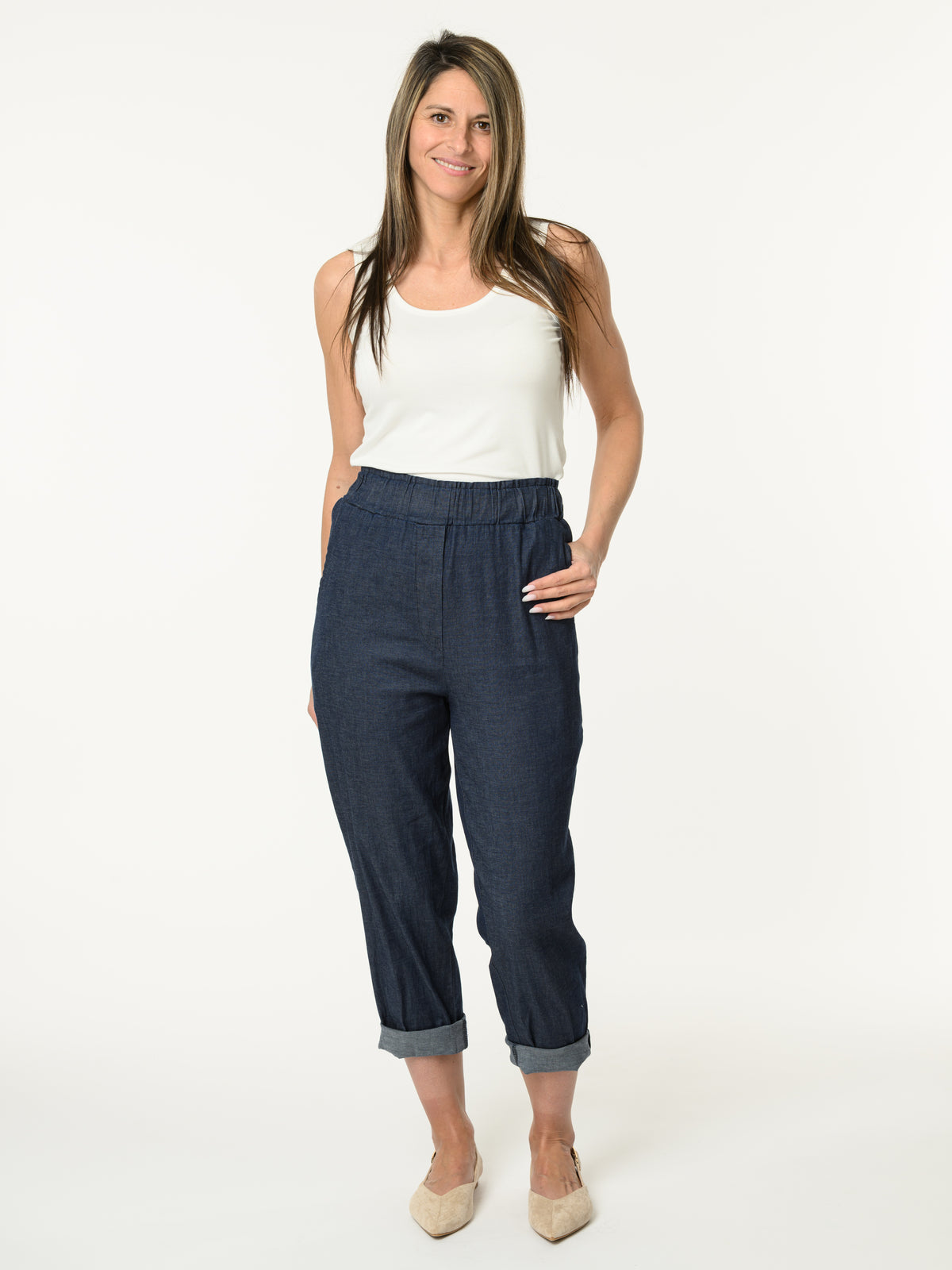 Pantalon baggy bleu jean foncé