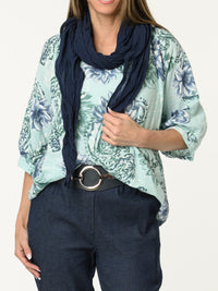 Chandail aqua avec imprimé de fleurs et paisleys