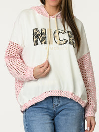 Chandail blanc et rose avec imprimé ''Nice memories''