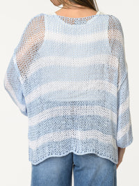 Chandail en mailles rayé bleu et blanc
