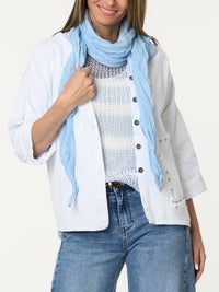 Chandail en mailles rayé bleu et blanc