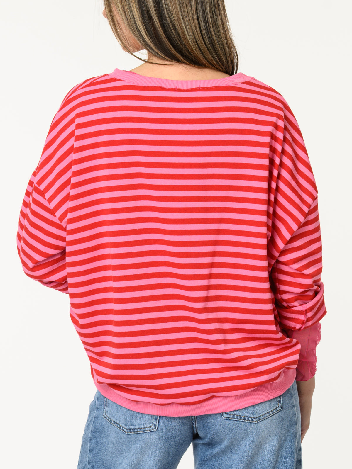 Chandail fuchsia rayé rouge