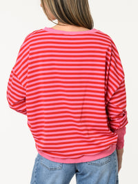 Chandail fuchsia rayé rouge