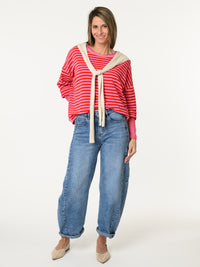 Chandail fuchsia rayé rouge