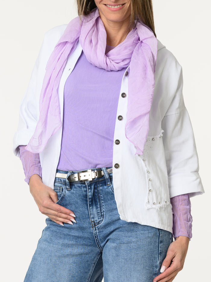 Veste de jeans blanche avec étoile et capuchon