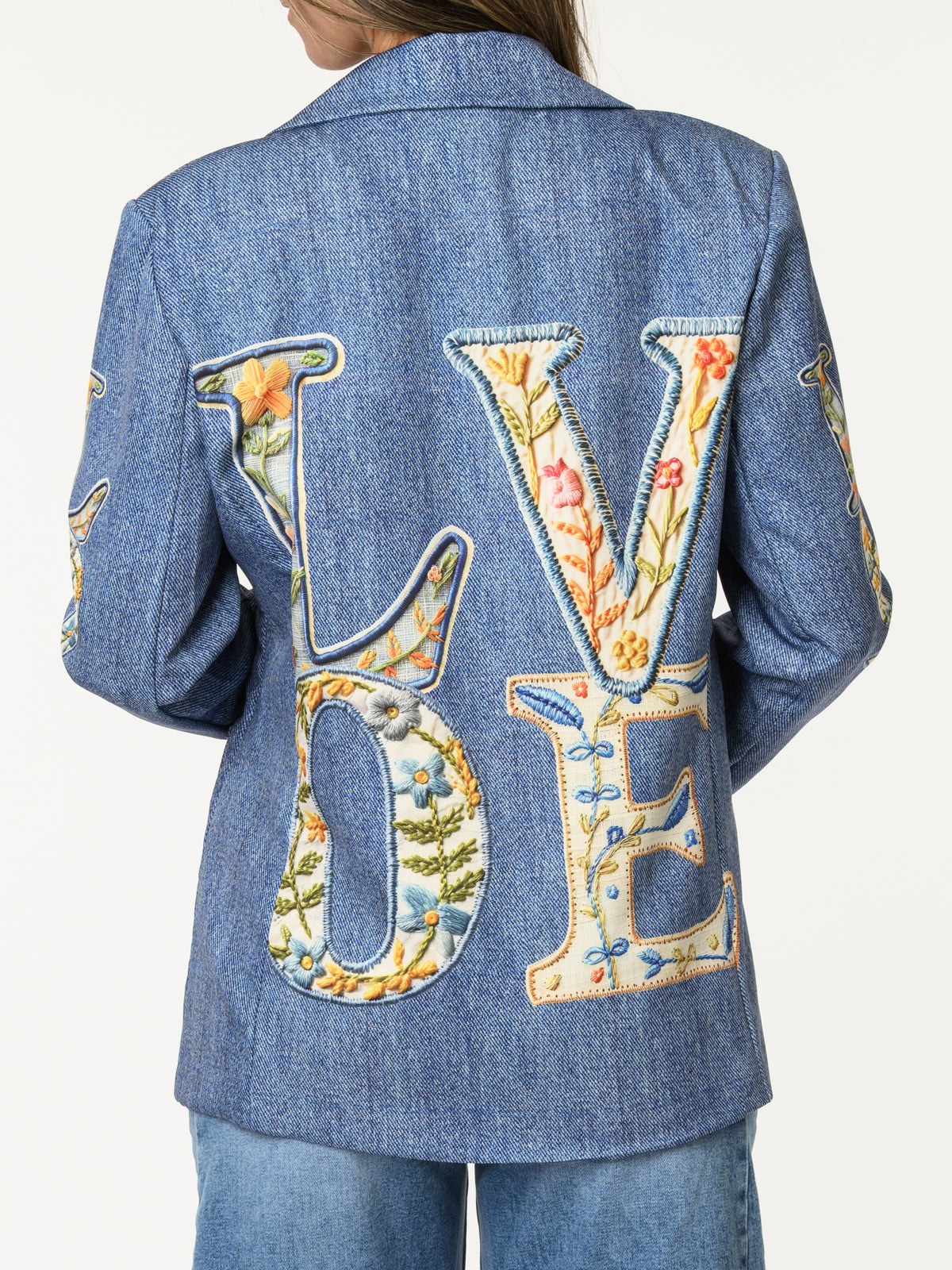 Veston ''Love'' avec imprimé bleu jean