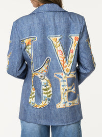 Veston ''Love'' avec imprimé bleu jean