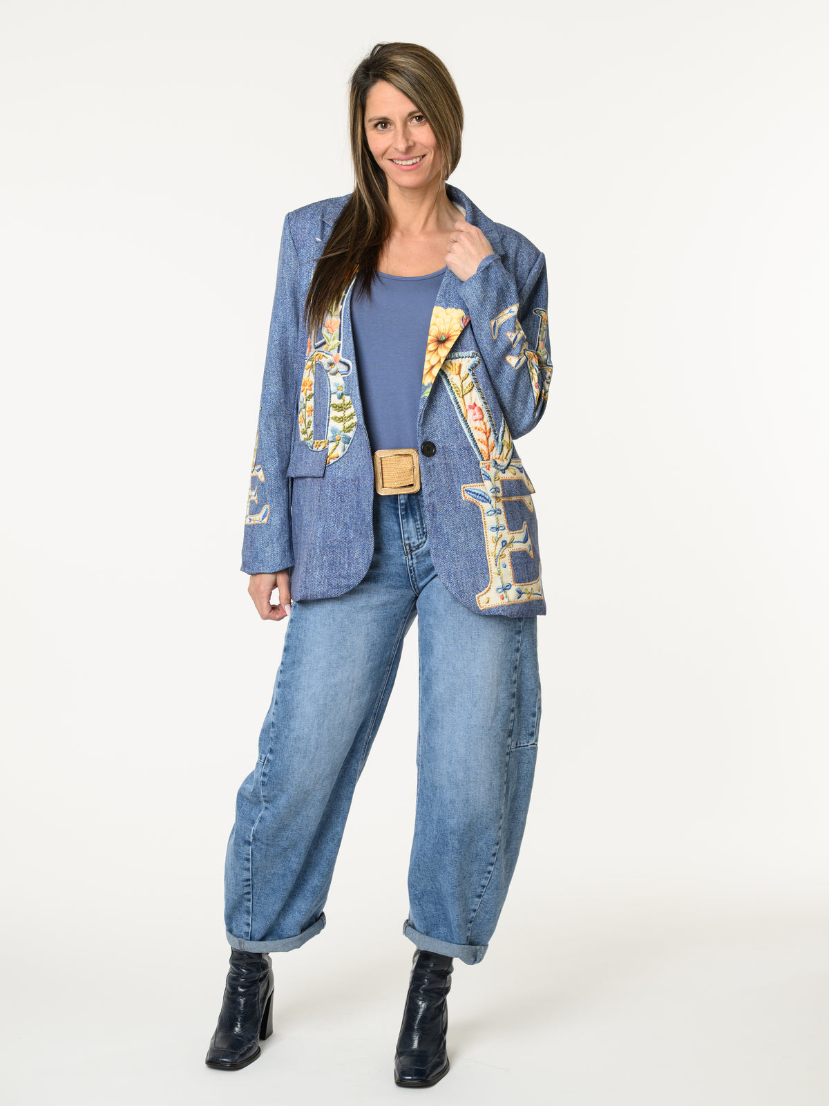 Veston ''Love'' avec imprimé bleu jean