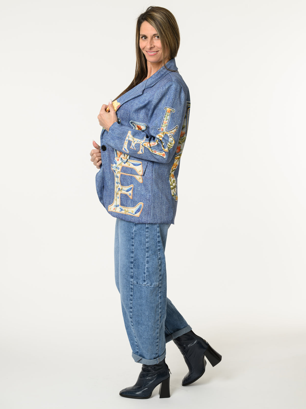 Veston ''Love'' avec imprimé bleu jean