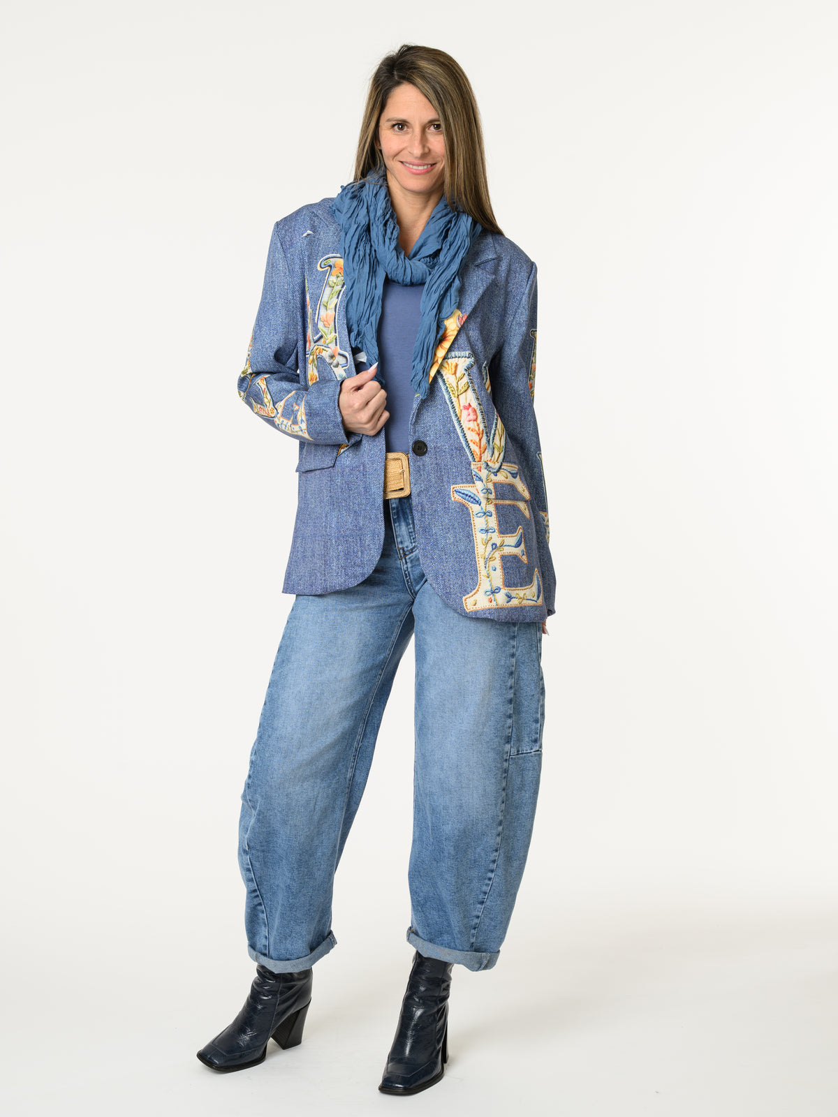 Veston ''Love'' avec imprimé bleu jean