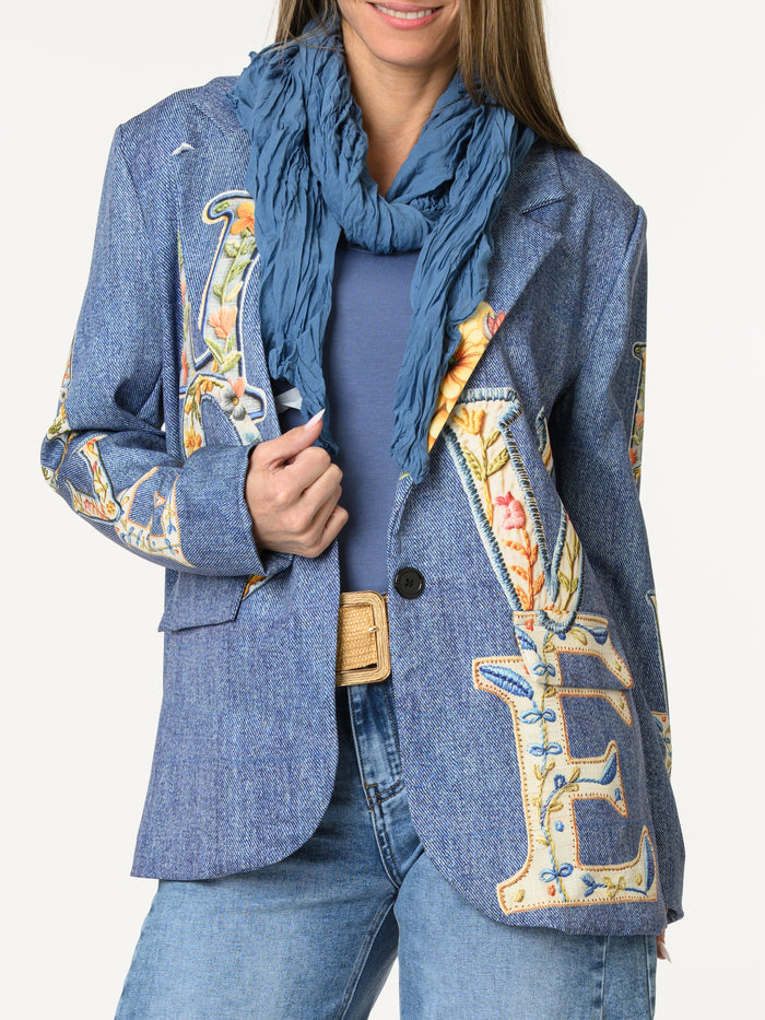 Veston ''Love'' avec imprimé bleu jean