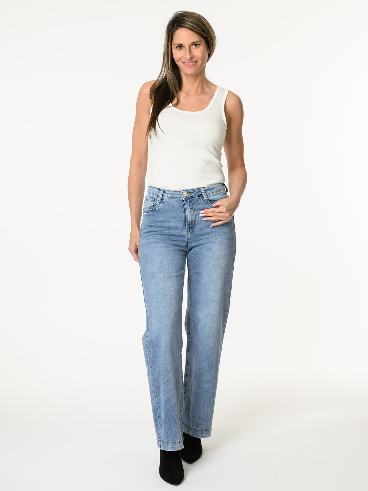 Jeans bleu clair à jambe large