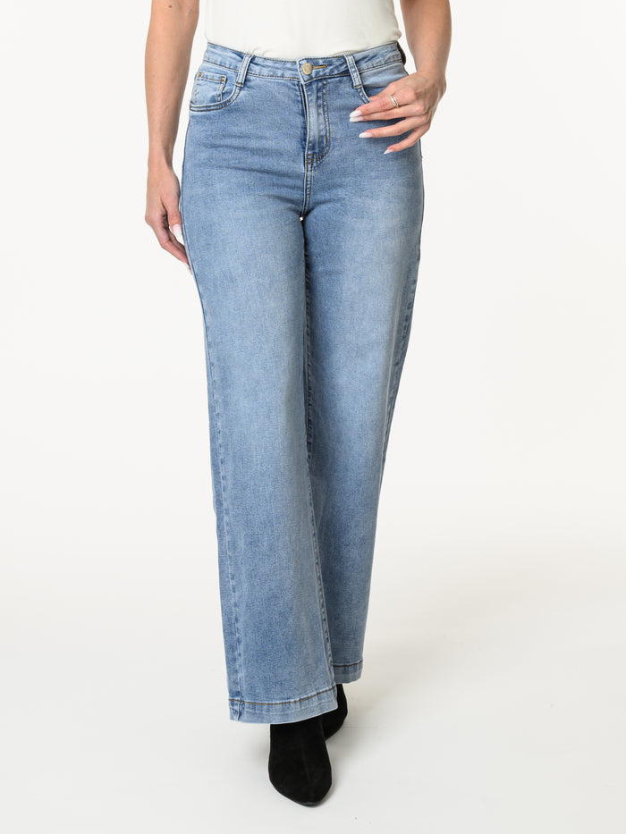 Jeans bleu clair à jambe large
