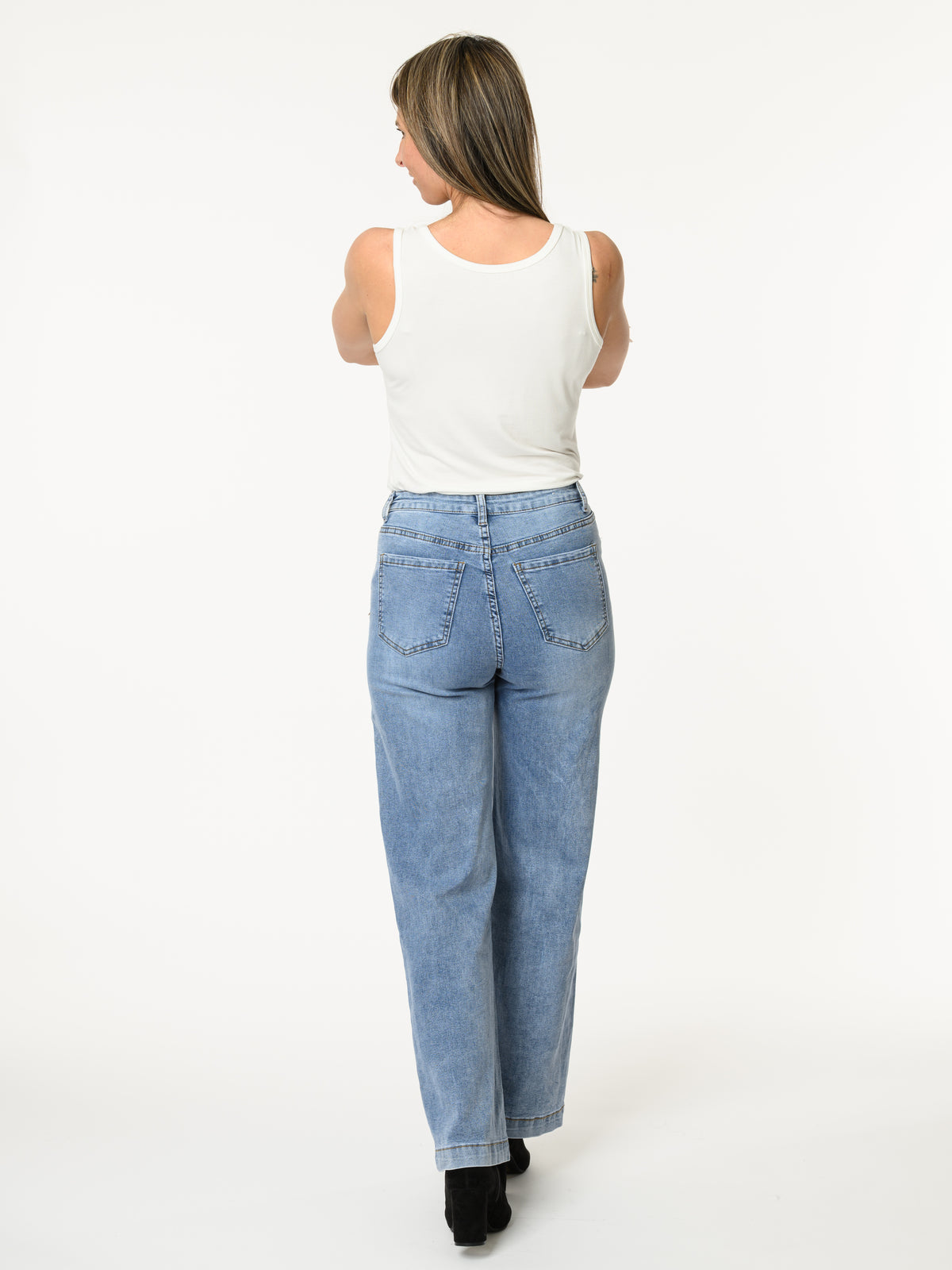 Jeans bleu clair à jambe large