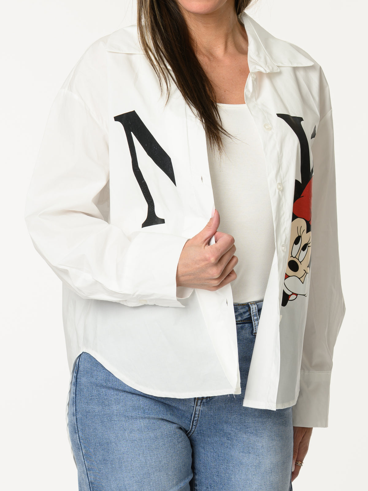 Chemise ''NY'' blanche avec imprimé de Minnie Mouse