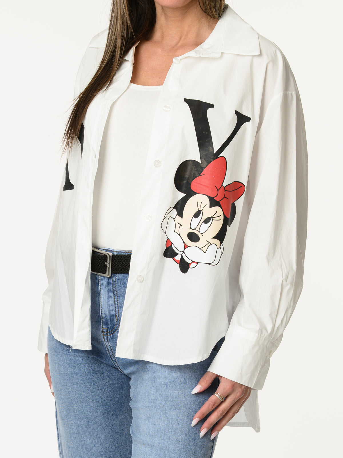 Chemise ''NY'' blanche avec imprimé de Minnie Mouse