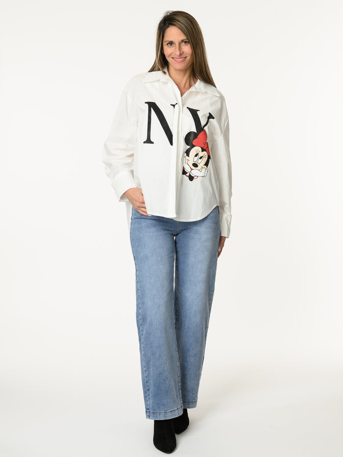 Chemise ''NY'' blanche avec imprimé de Minnie Mouse