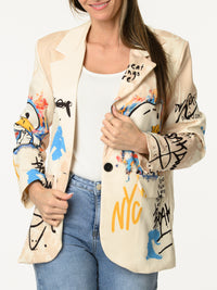 Veston beige artiste avec imprimé de Snoopy