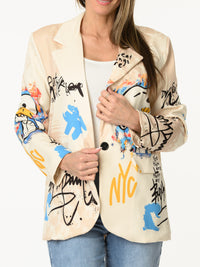 Veston beige artiste avec imprimé de Snoopy