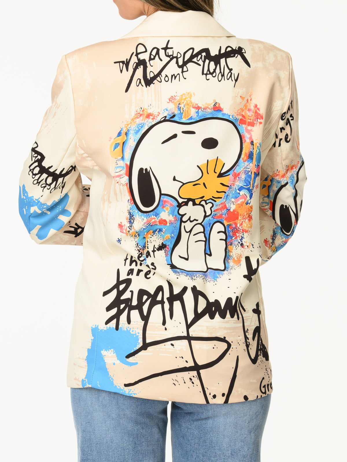Veston beige artiste avec imprimé de Snoopy