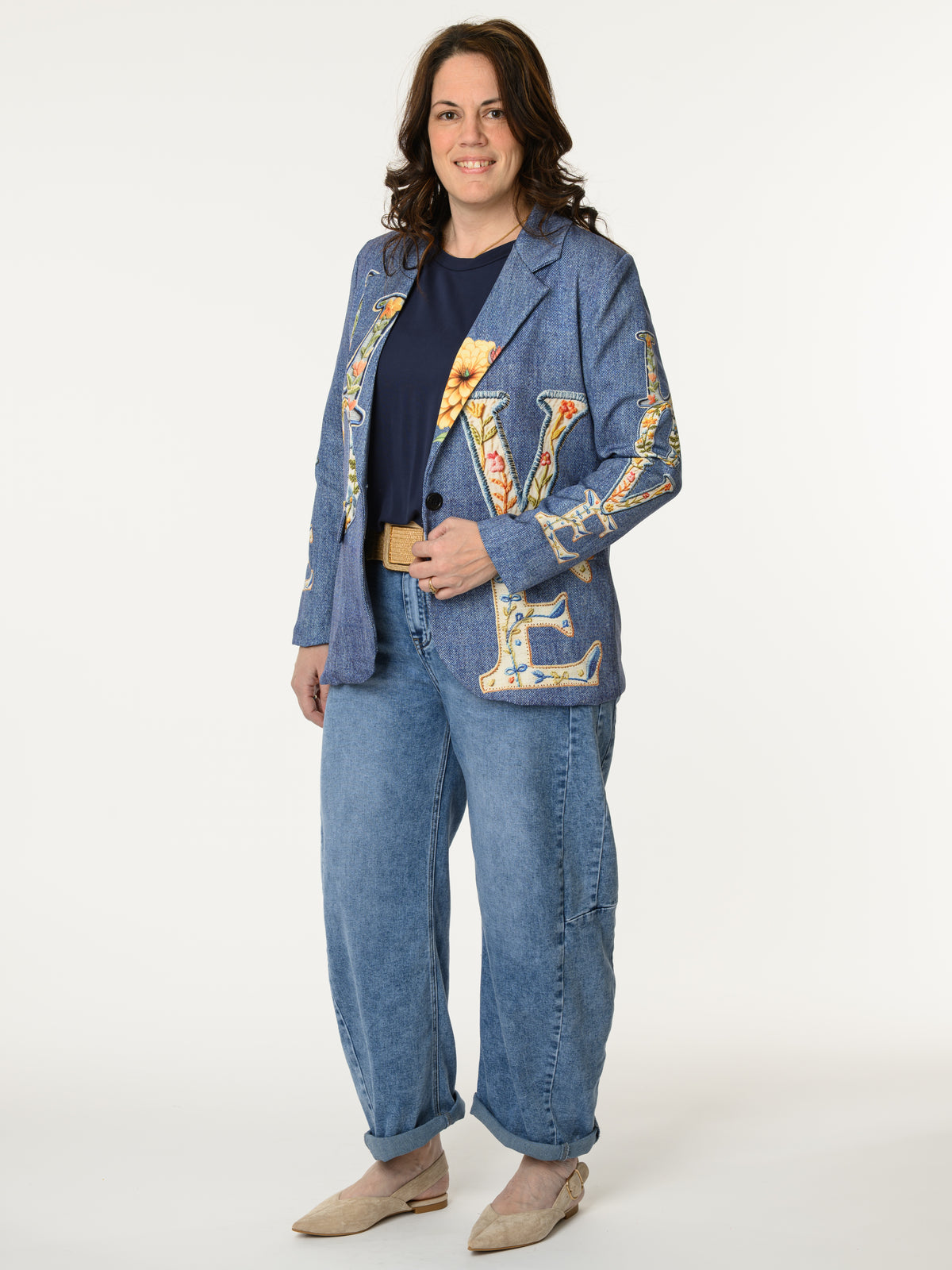 Veston ''Love'' avec imprimé bleu jean