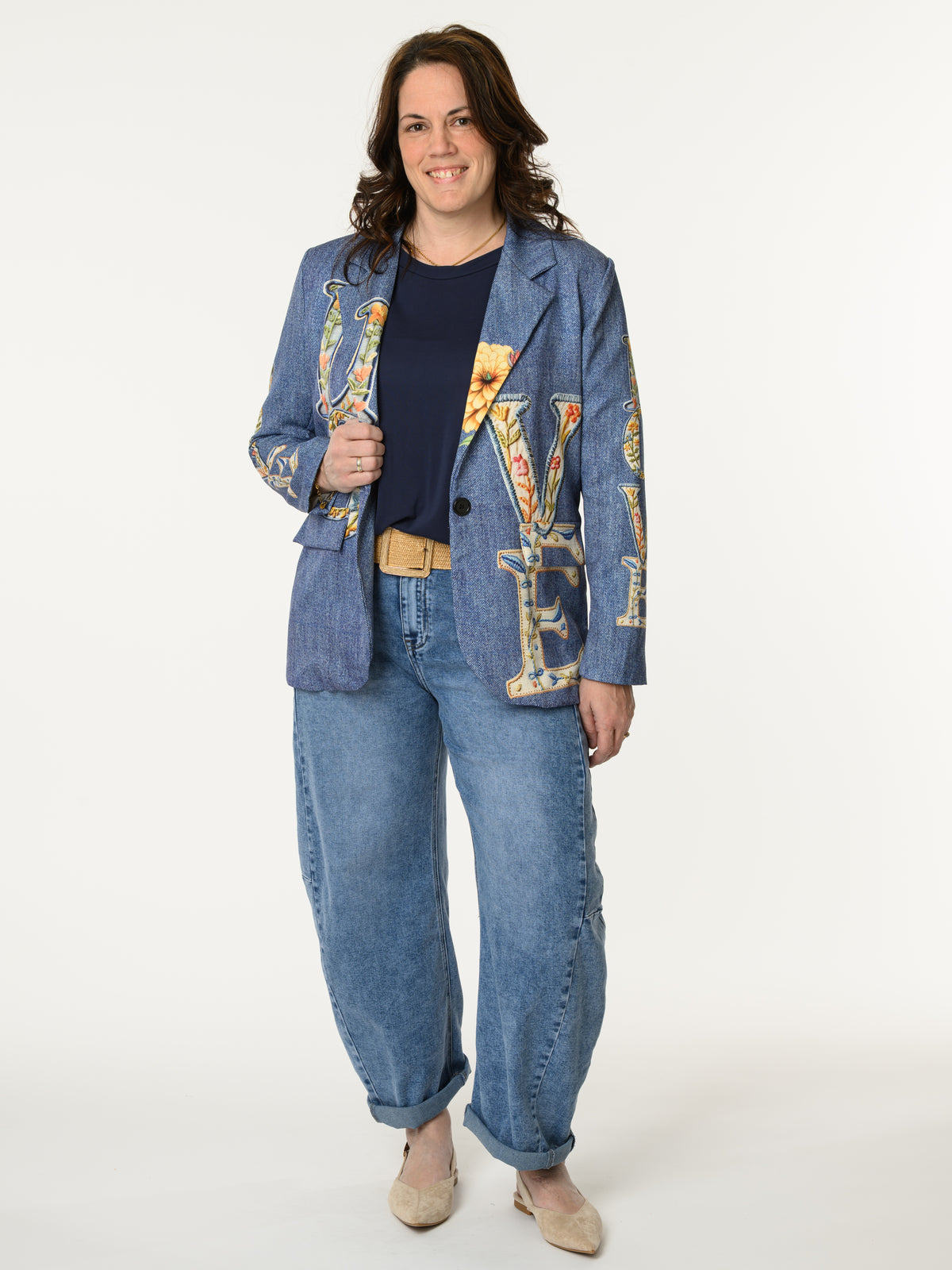 Veston ''Love'' avec imprimé bleu jean